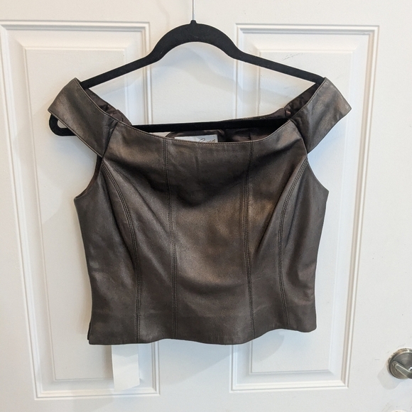 Vintage Ricki Freeman Teri Jon Nites Leather Top - Picture 1 of 4